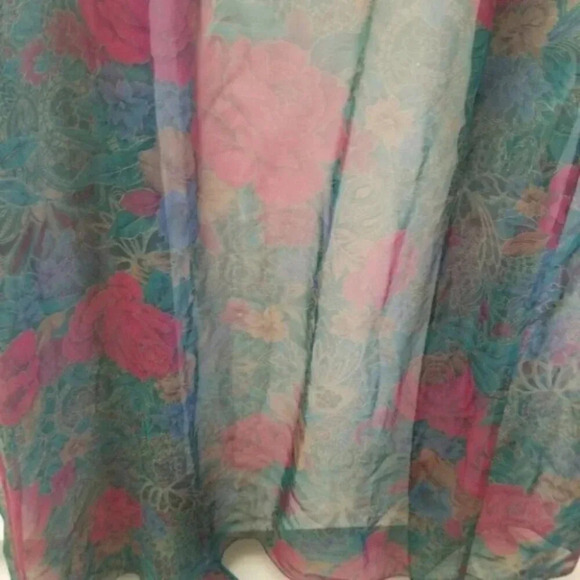 Vintage Linda For La Senza Floral Long Kimono Robe Semi Sheer - Picture 14 of 14